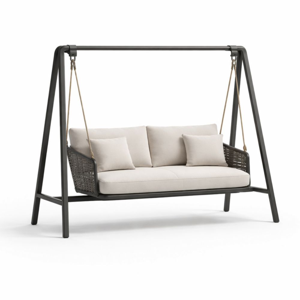 Chaise suspendue d’extérieur en acier, couleur beige