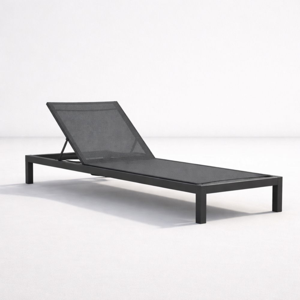 Chaise longue extérieure réglable en aluminium noir
