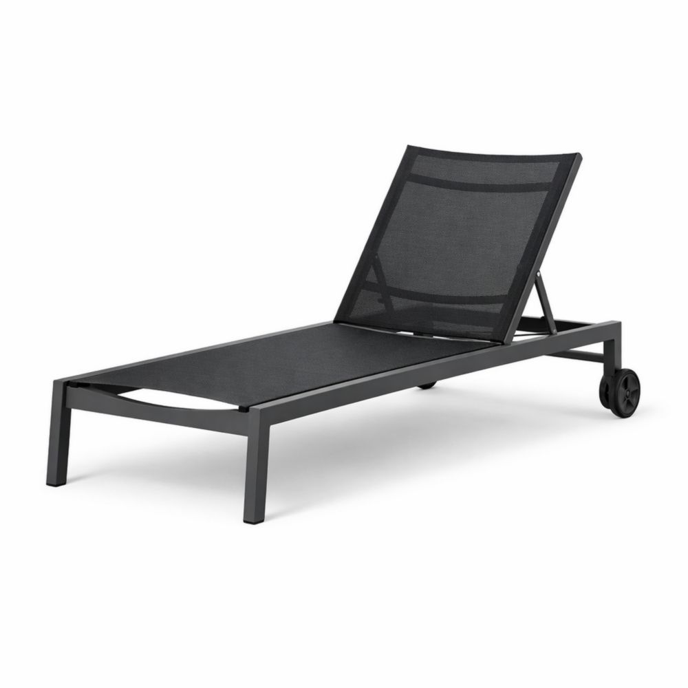 Chaise Longue de Jardin en Aluminium Noir