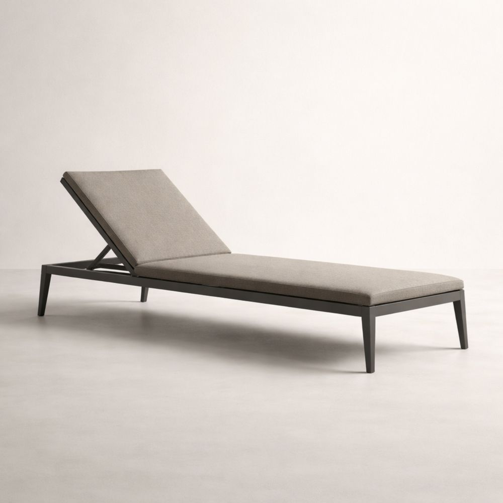 Chaise longue extérieure en aluminium et tissu réglable beige 195x65x30 cm