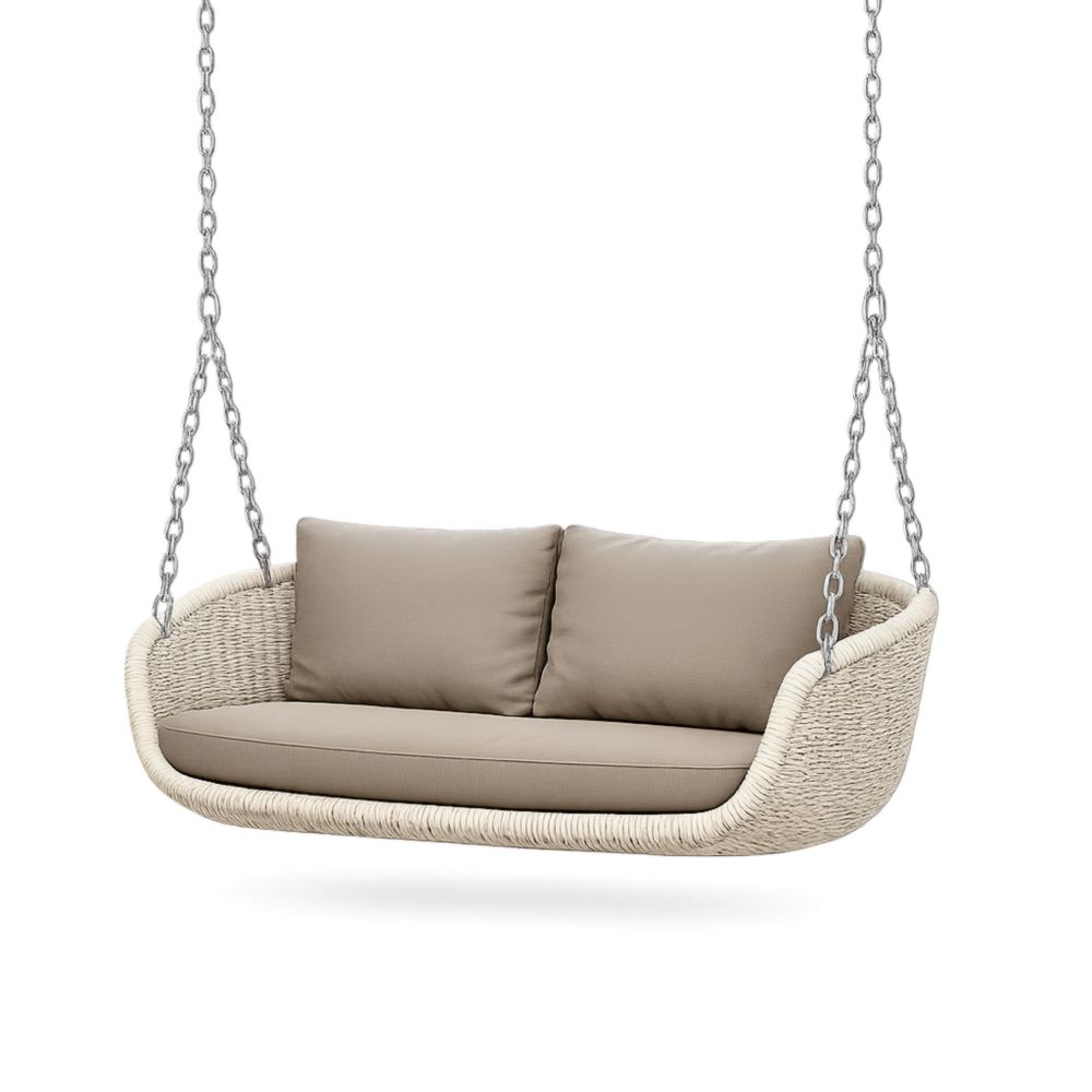 Balancelle en corde et aluminium avec coussins Beige 200 cm