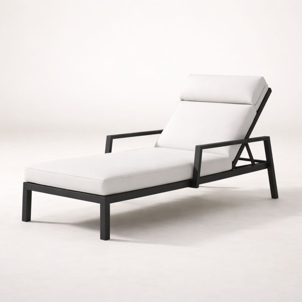 Chaise longue extérieure aluminium tissu blanc