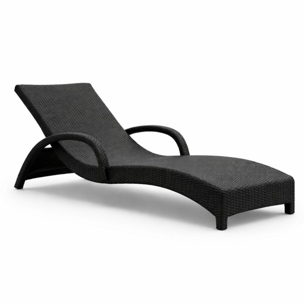 Chaise Longue Extérieure Résine Tressée Noir 195cm