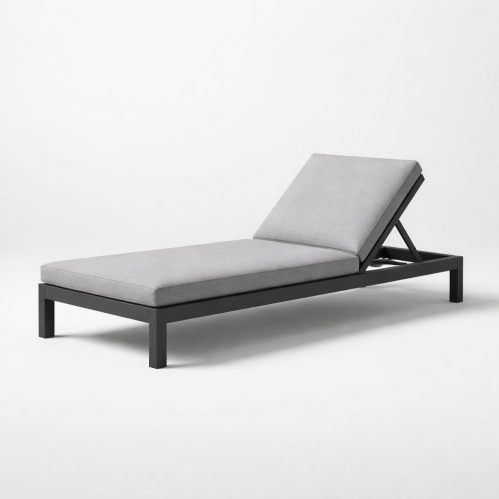 Chaise longue réglable en aluminium et tissu gris