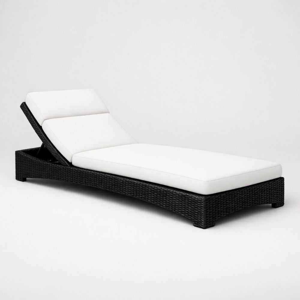 Chaise Longue Réglable en Résine Tressée et Coussins 200 cm