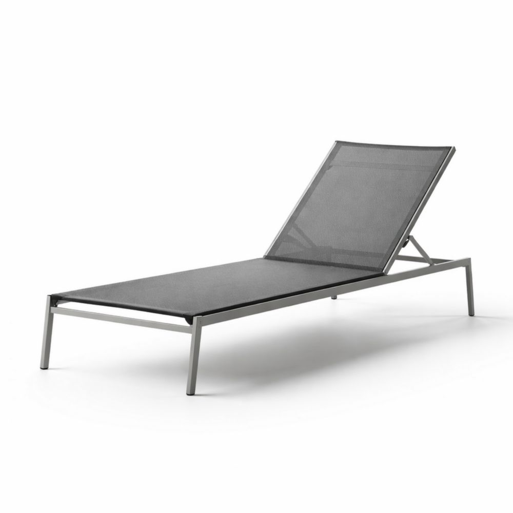 Chaise longue extérieure en aluminium et textilène Noir 200x65x35 cm