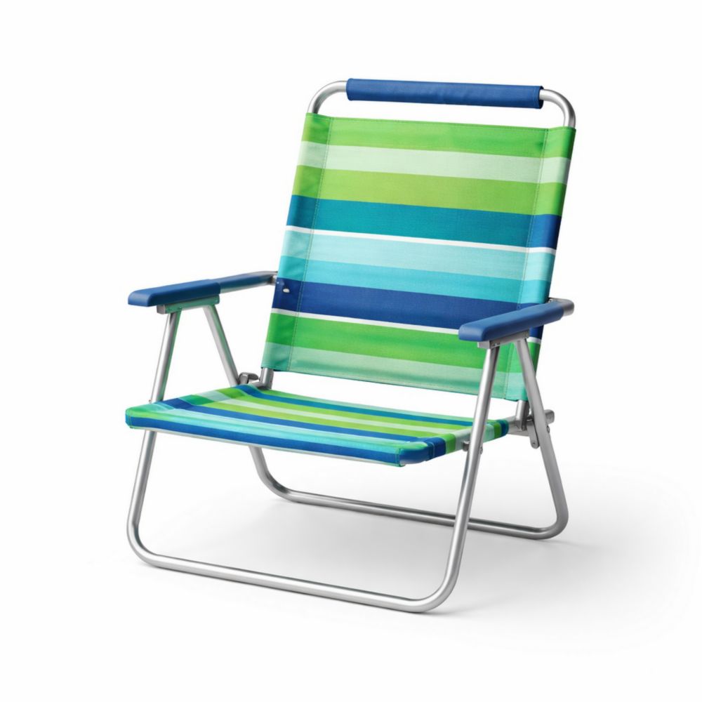 Chaise Pliante en Aluminium Rayée Bleu et Vert
