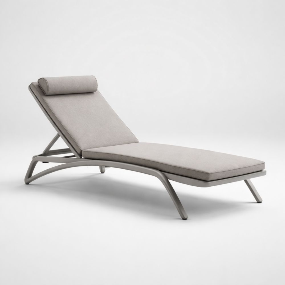 Chaise longue extérieure en aluminium et polyester gris
