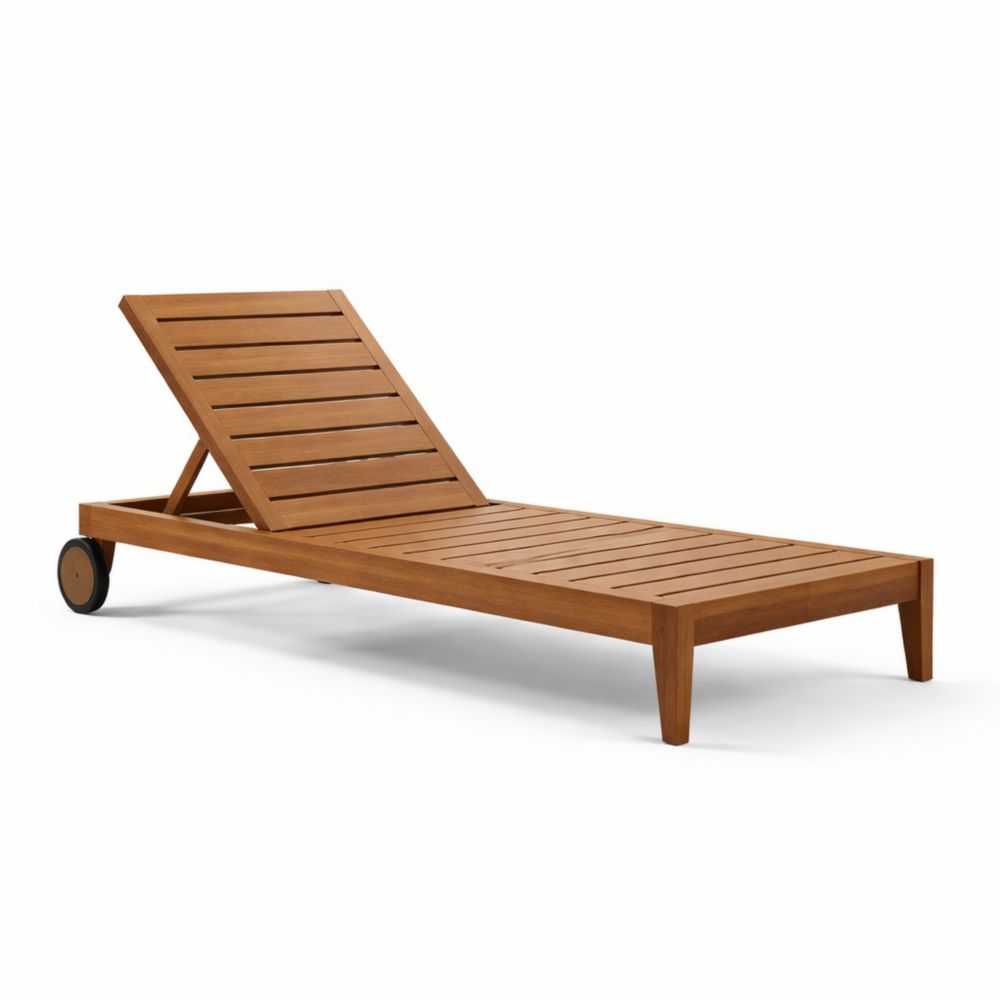 Chaise Longue Extérieure en Bois d'Acacia avec Dossier Réglable