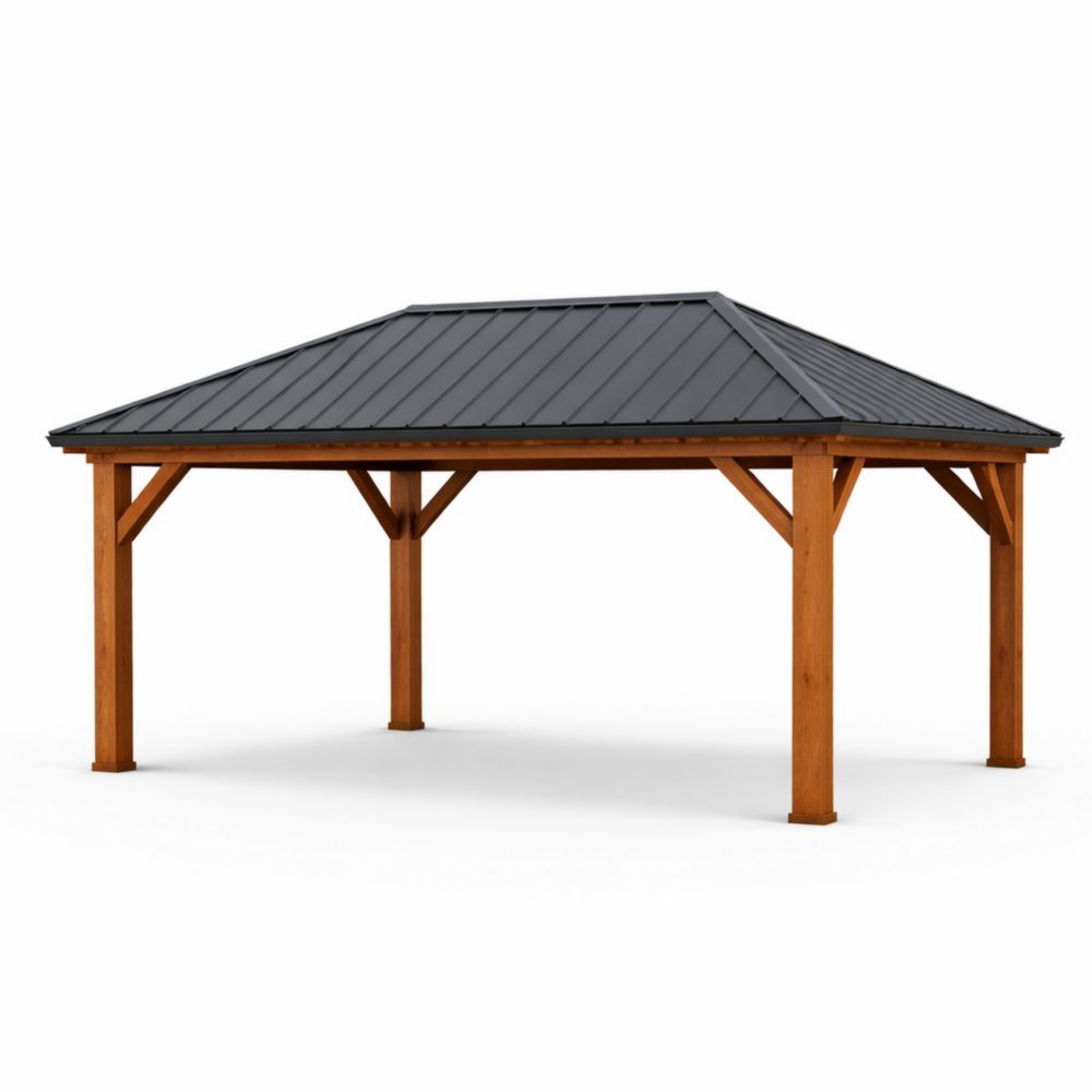 Pavillon de Jardin en Bois et Métal Noir 400x300x260 cm