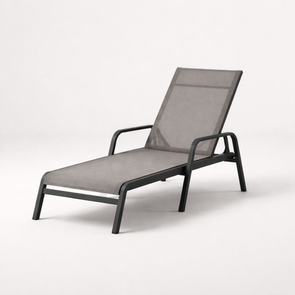 Chaise longue en aluminium et textilène réglable 200x65x94 cm