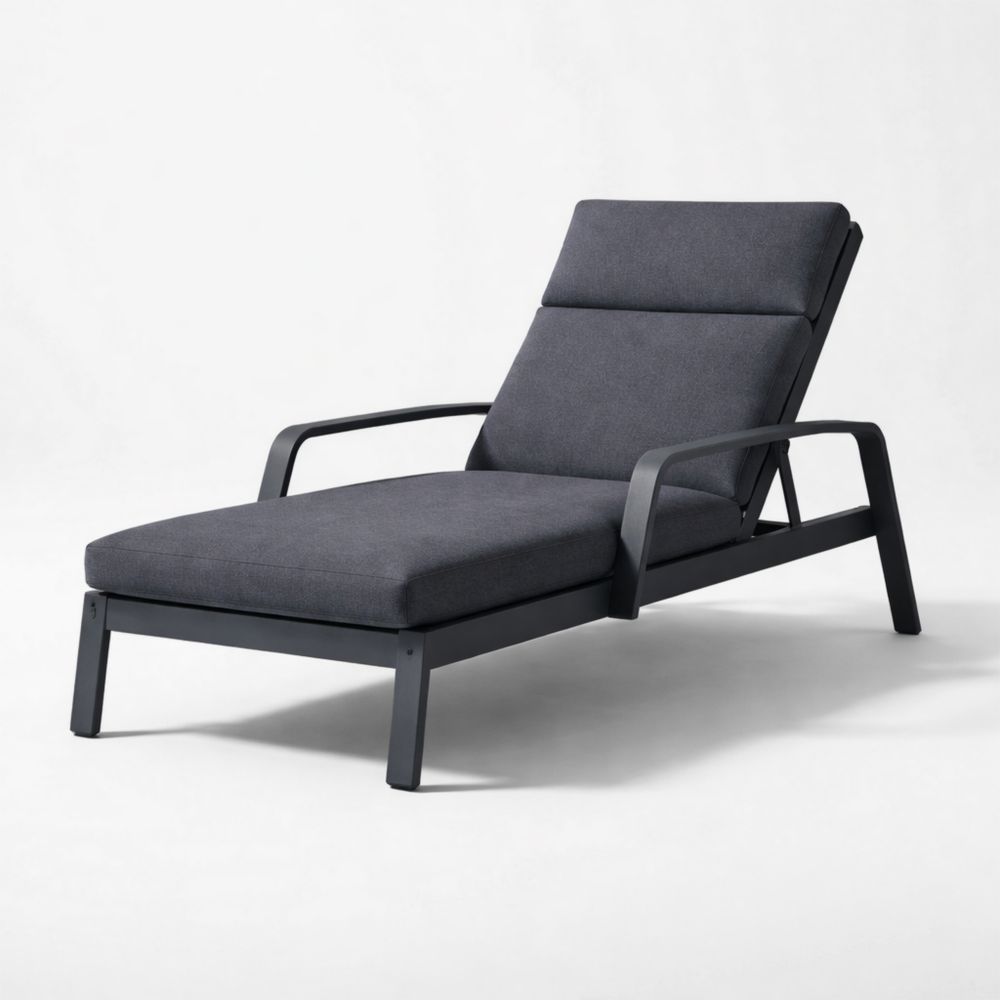 Chaise Longue Aluminium Gris Tissu Polyester