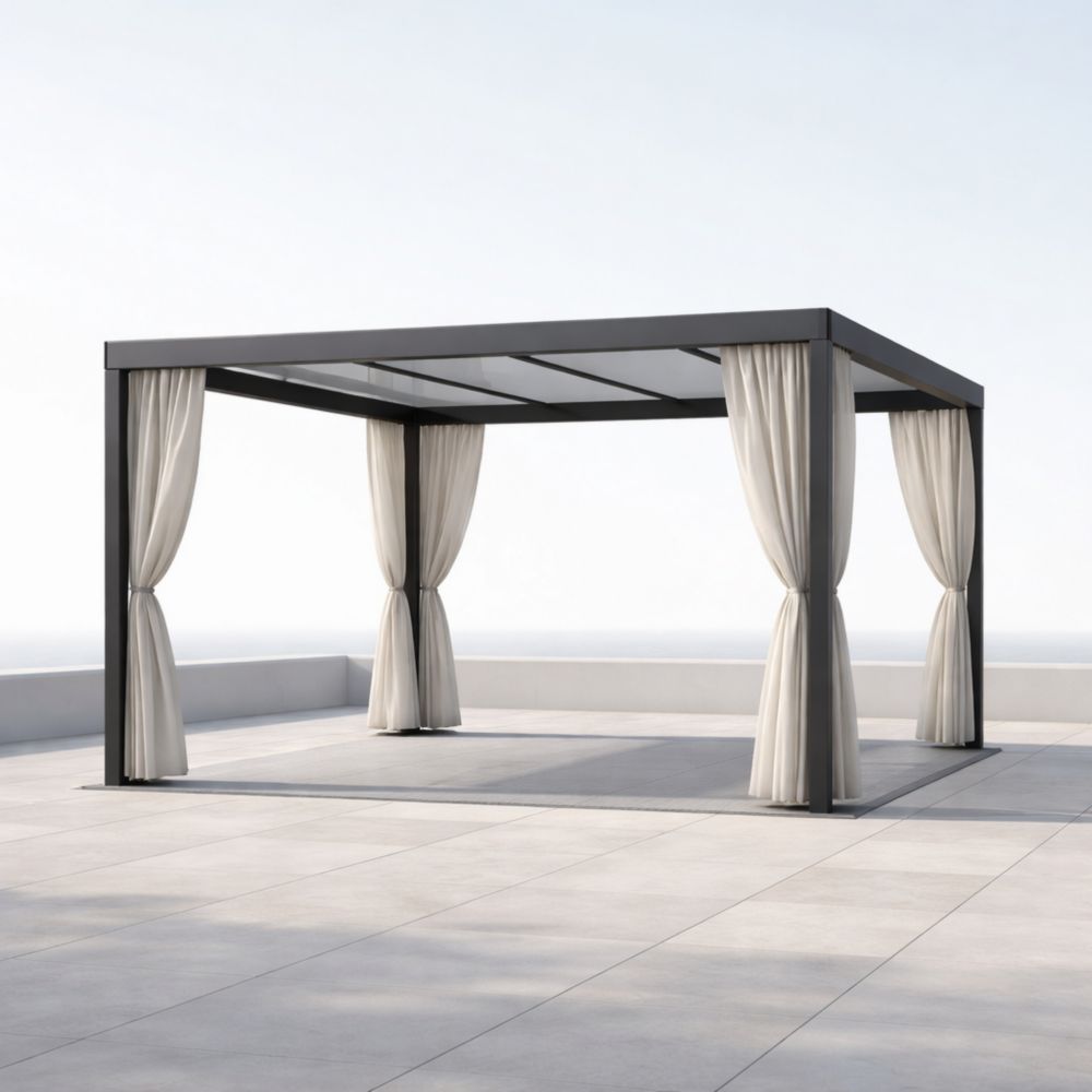 Pergola Grise en Aluminium et Polycarbonate 300x400 cm