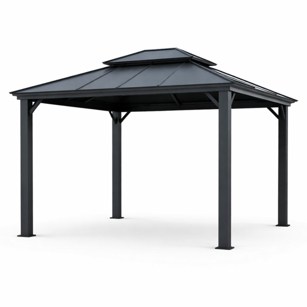 Pavillon de Jardin Métal Anthracite Double Toit 400x300cm