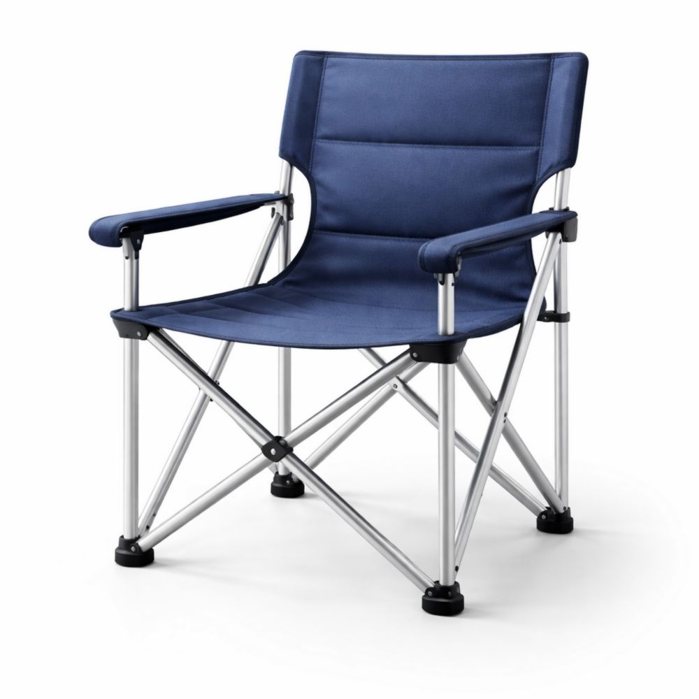 Chaise Pliante de Camping en Aluminium et Polyester Bleu 84x54x50 cm
