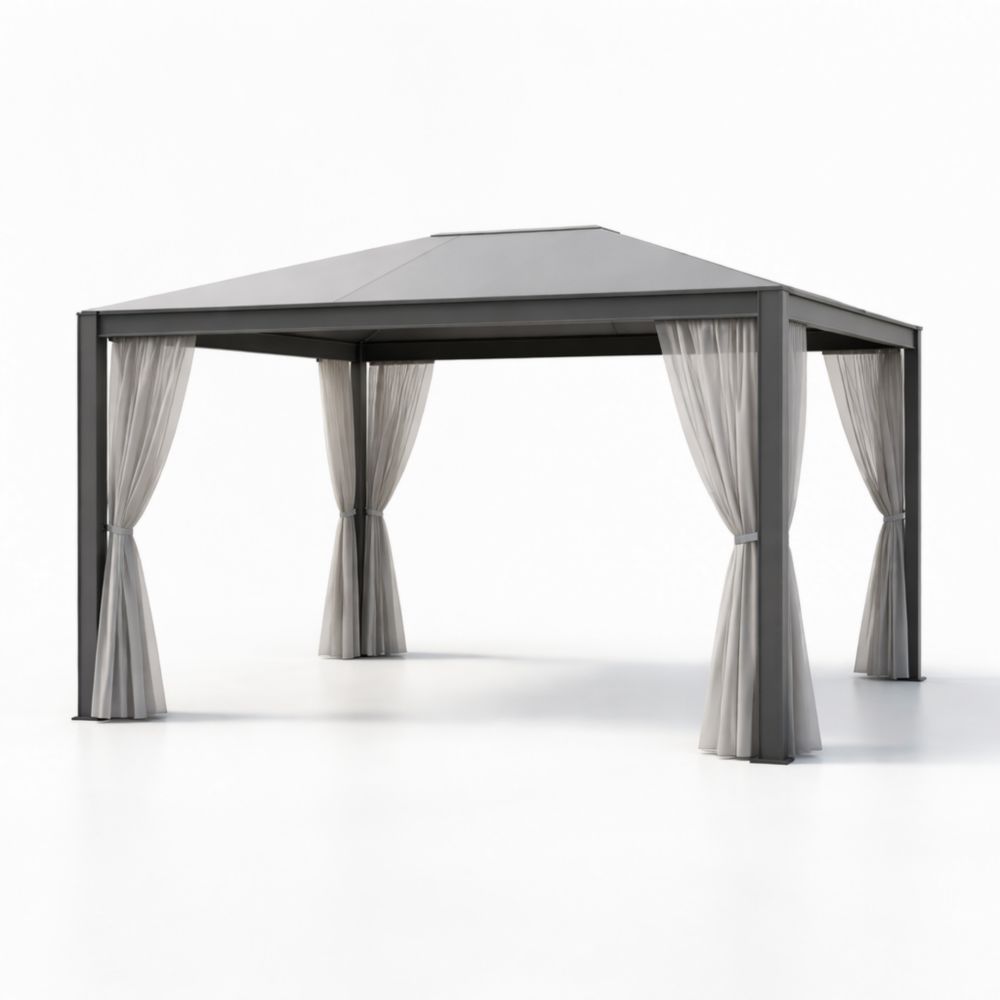Pavillon extérieur en aluminium et polyester gris 300x300x250 cm