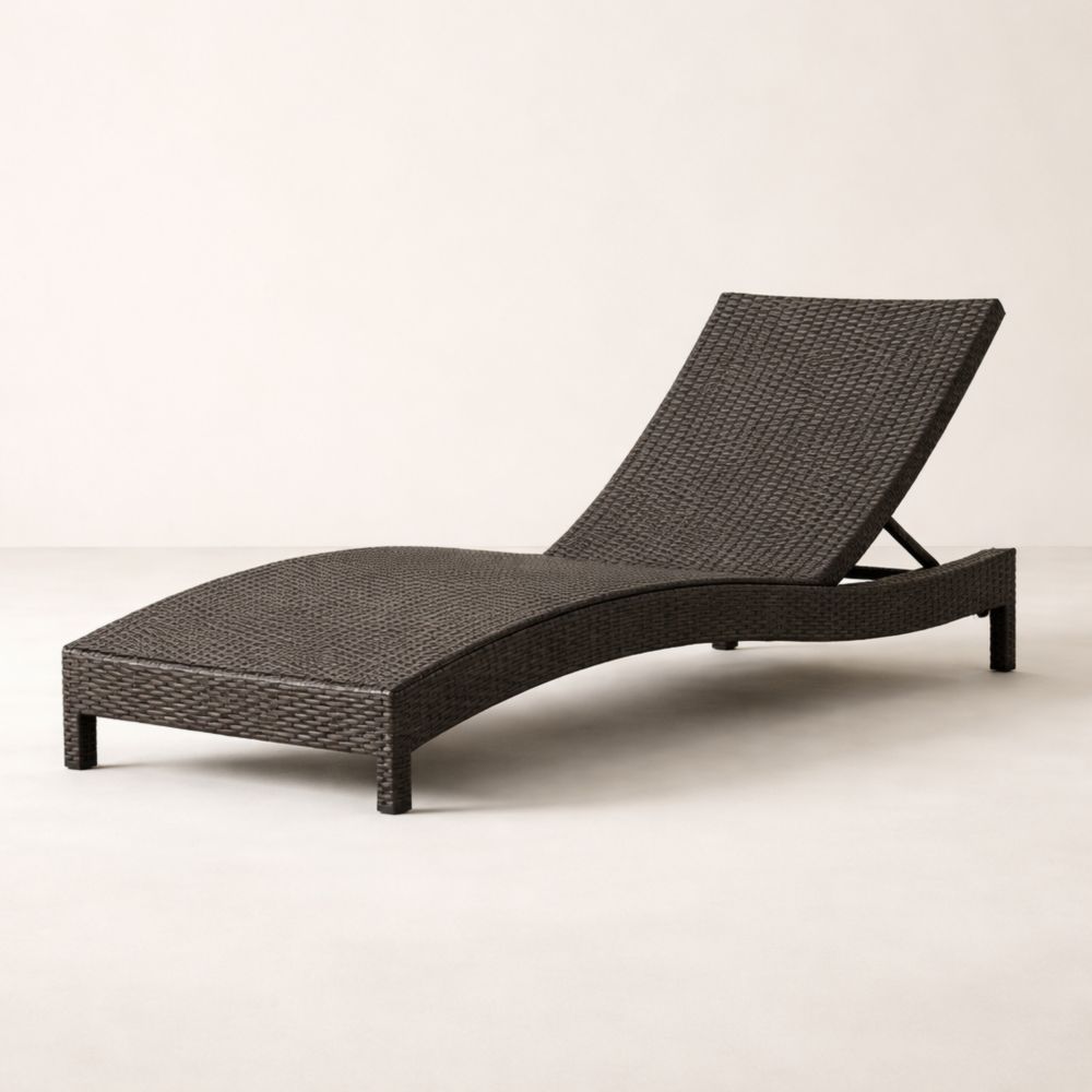 Chaise Longue en Résine Tressée Marron Extérieure Réglable