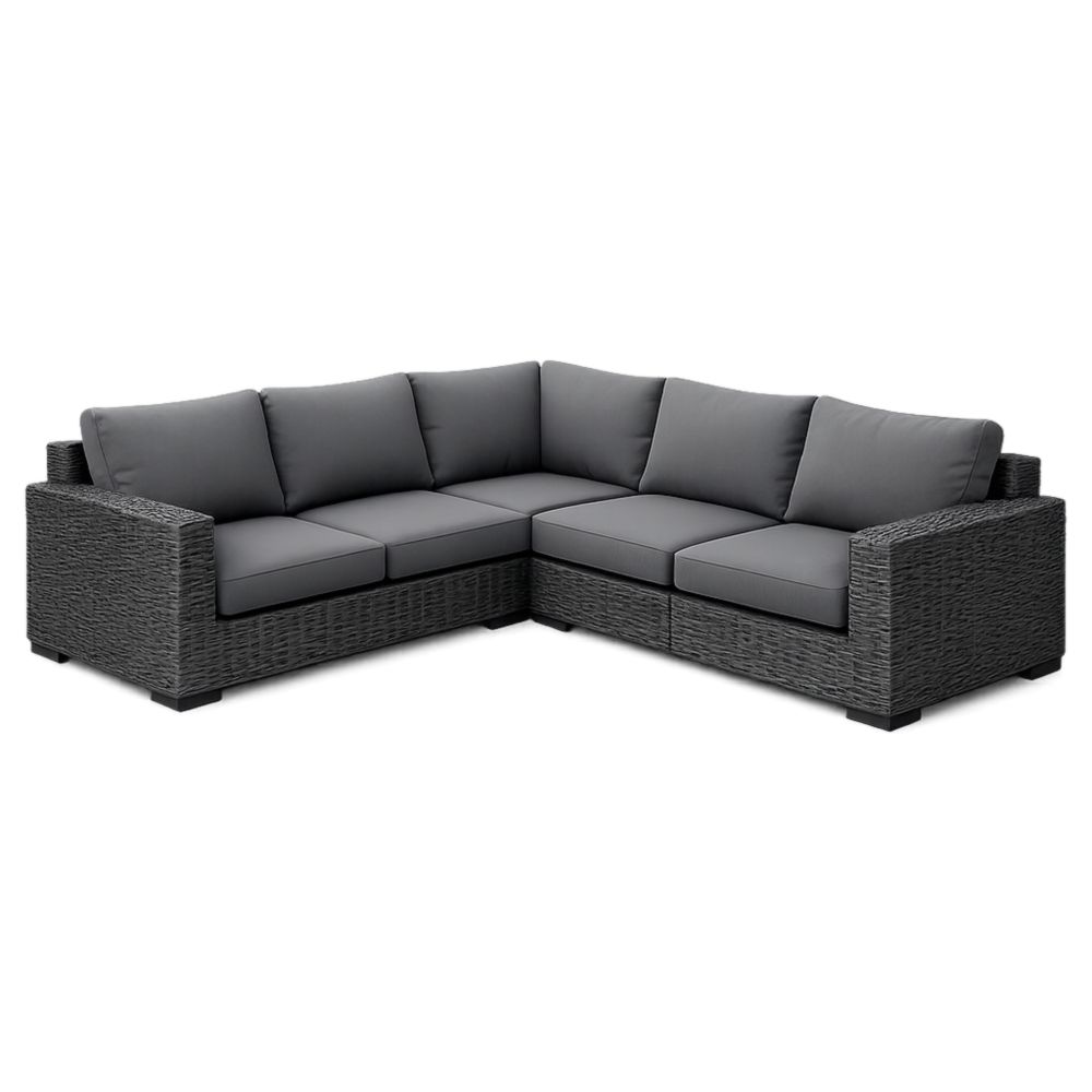 Canapé d'angle modulable résine tressée Gris foncé 250x250x70 cm