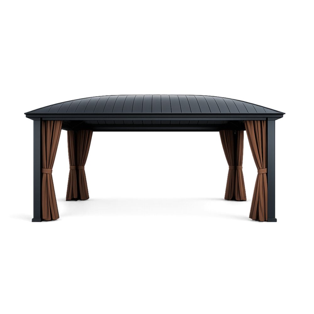Pavillon de Jardin en Aluminium avec Rideaux en Polyester 3x4 m