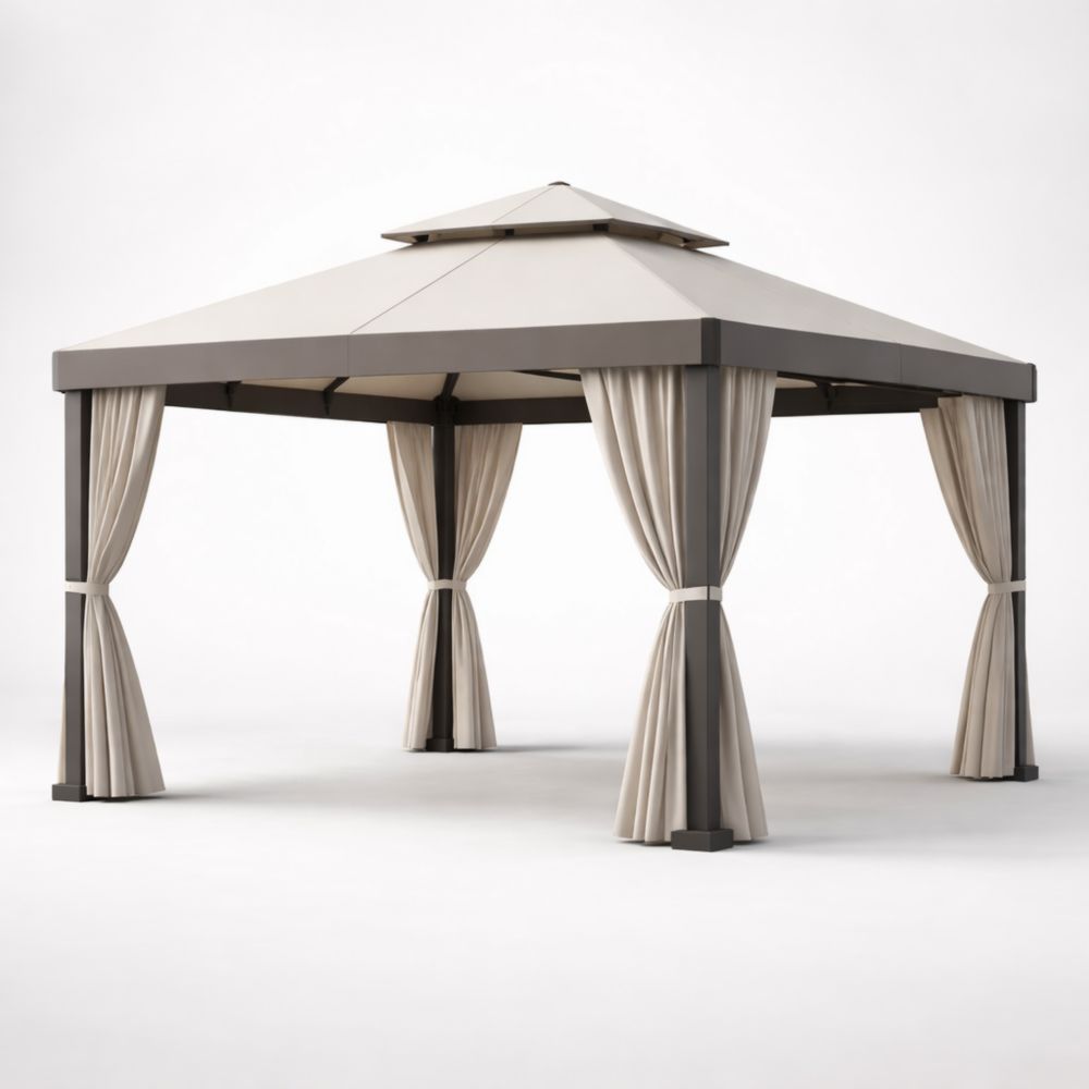 Tonnelle de jardin en acier et polyester Beige 3x4m