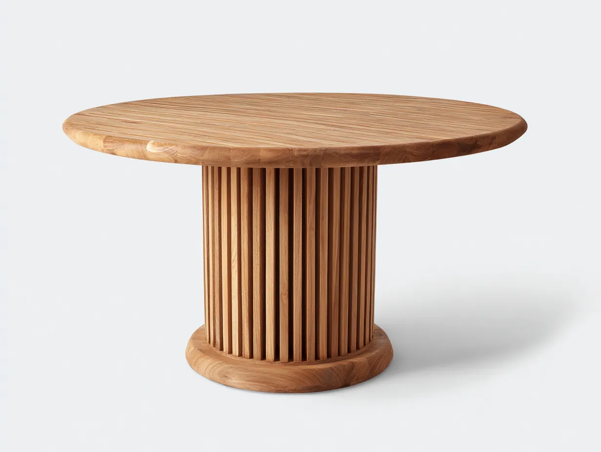Table de jardin - bois - 130x130x74 cm - naturel - style contemporain extérieur-Loftupden