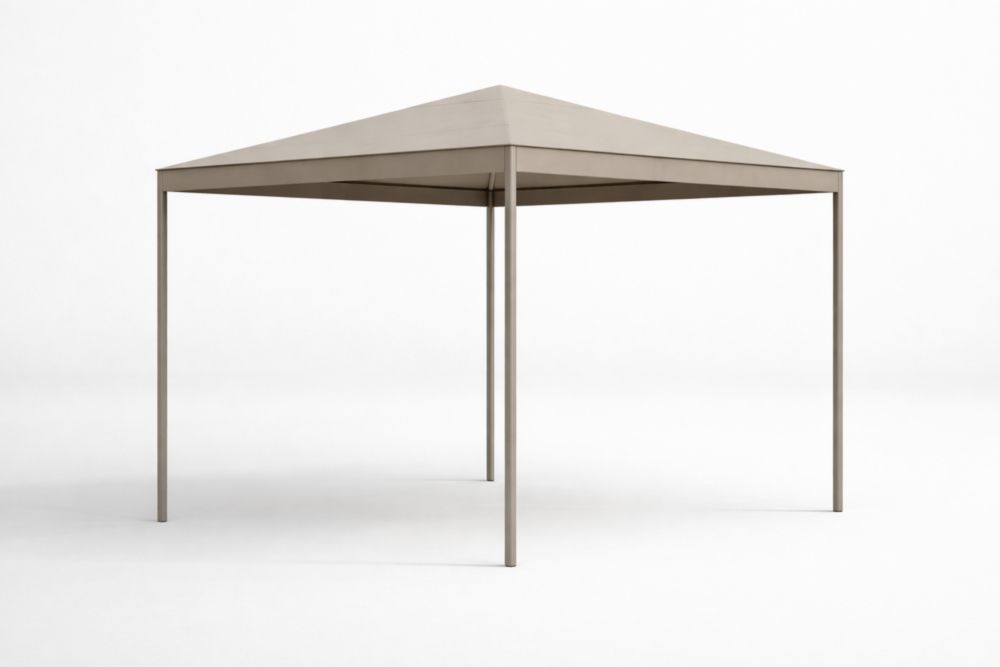 Tonnelle de jardin carrée en acier et polyester Beige
