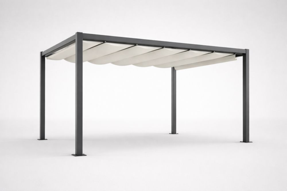 Pergola en aluminium avec toile beige 300 x 400 x 250 cm