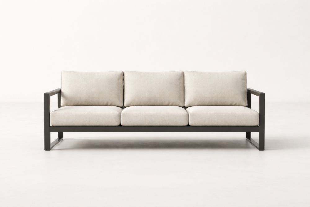 Canapé 3 places aluminium tissu beige