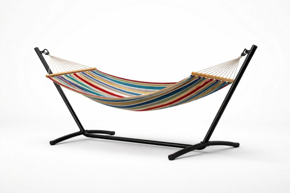 Hamac de Jardin Multicolore en Coton avec Support en Acier