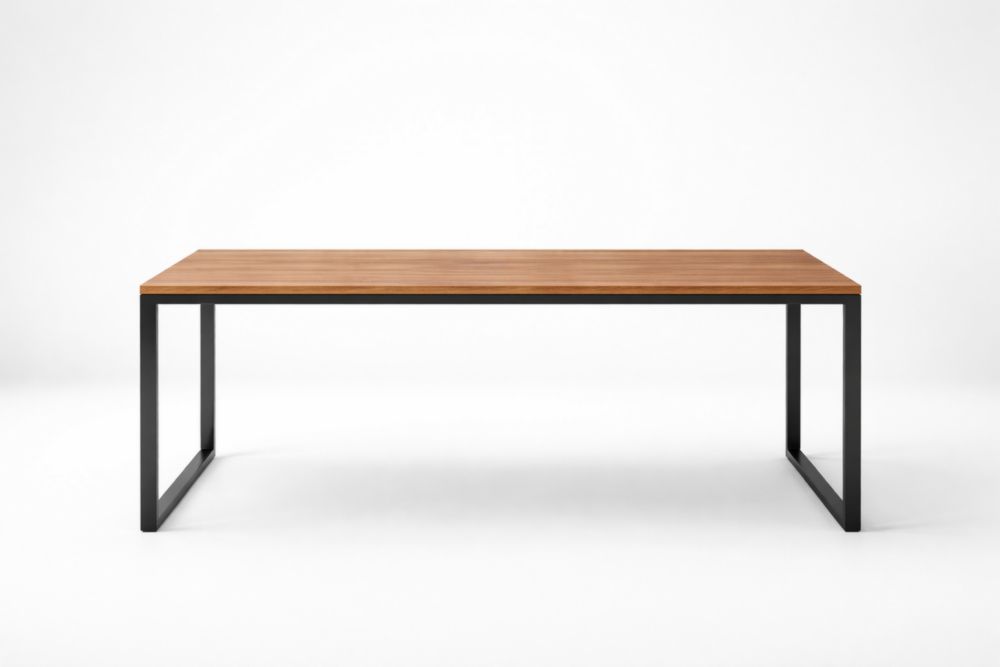 Table Rectangulaire en Bois Massif et Aluminium 160x90x75 cm