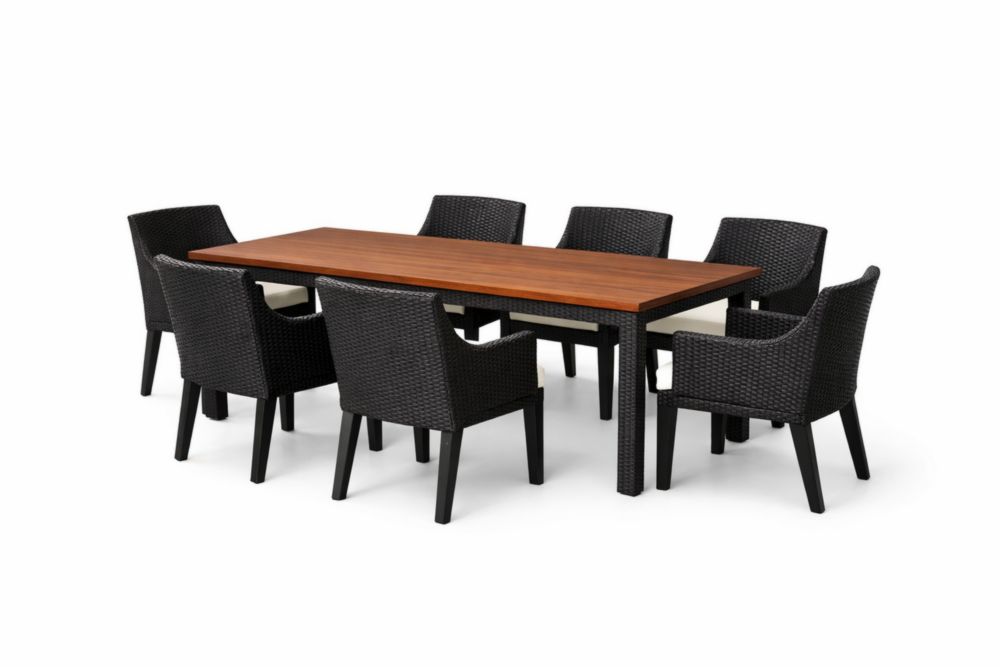 Ensemble Table en bois d'acacia et Chaises en Résine