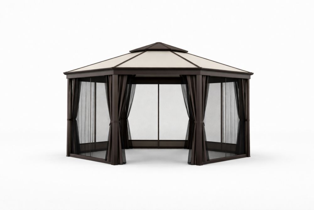 Pavillon de Jardin en Aluminium et Polyester 300cm x 300cm x 260cm
