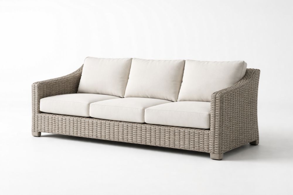 Canapé en résine avec coussins en polyester Beige