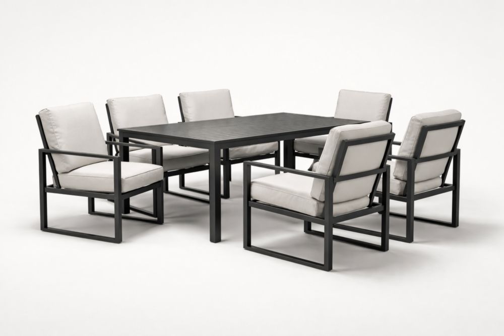 Ensemble de Salle à Manger d'Extérieur en Aluminium et Polyester 6 Places