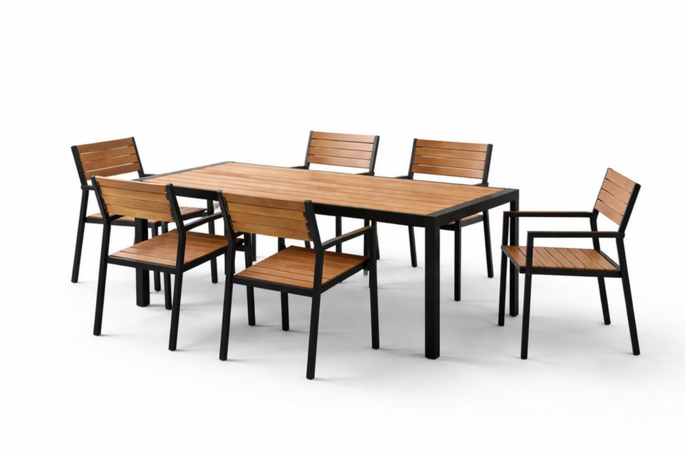 Ensemble Table et Chaises de Jardin en Bois d'Acacia et Aluminium