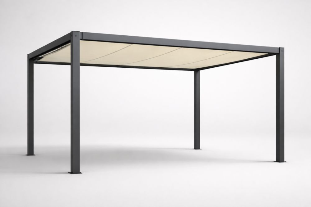 Pergola Aluminium Anthracite 300x400 cm Toit Polyester Rétractable