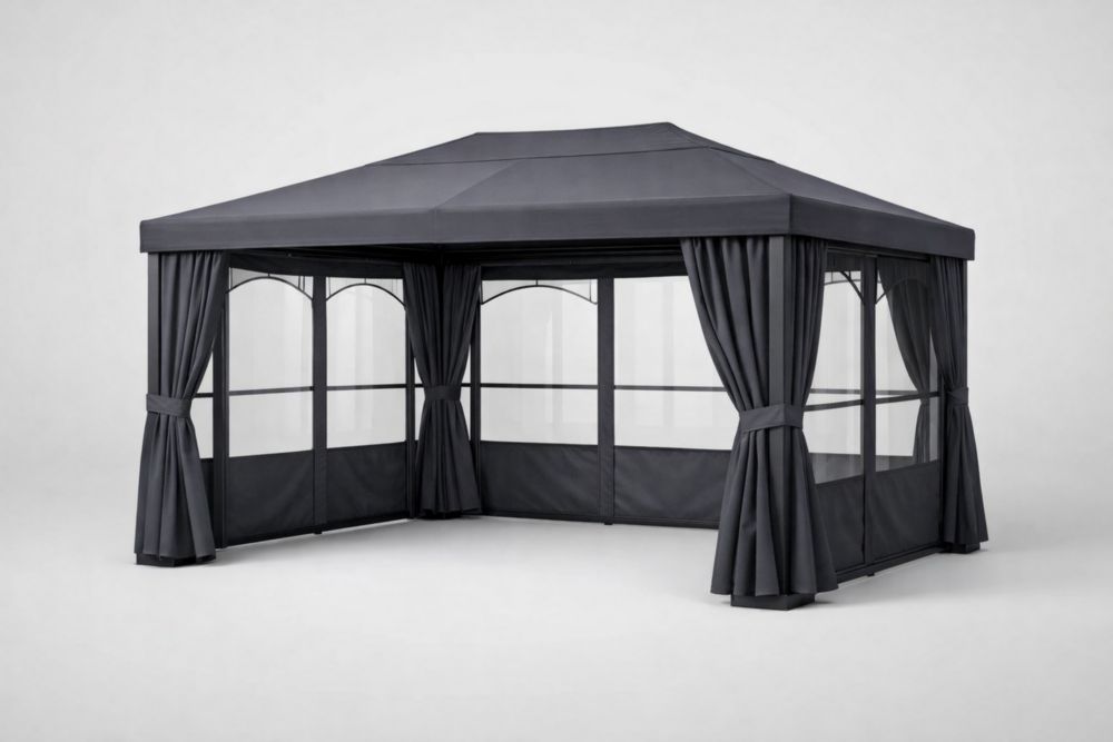 Tente Pavillon Anthracite en Aluminium et Polyester