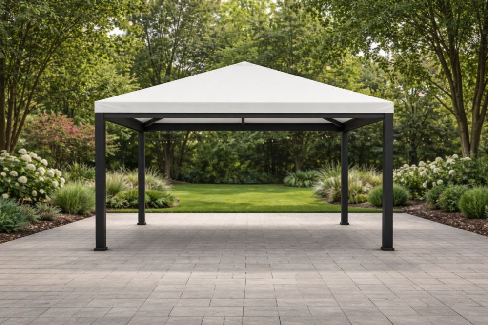 Pavillon de Jardin en Aluminium et Tissu Blanc 300x300x250cm