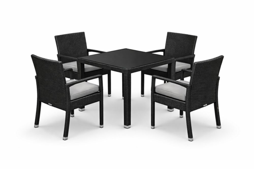 Ensemble de jardin carré en résine tressée avec table et 4 chaises