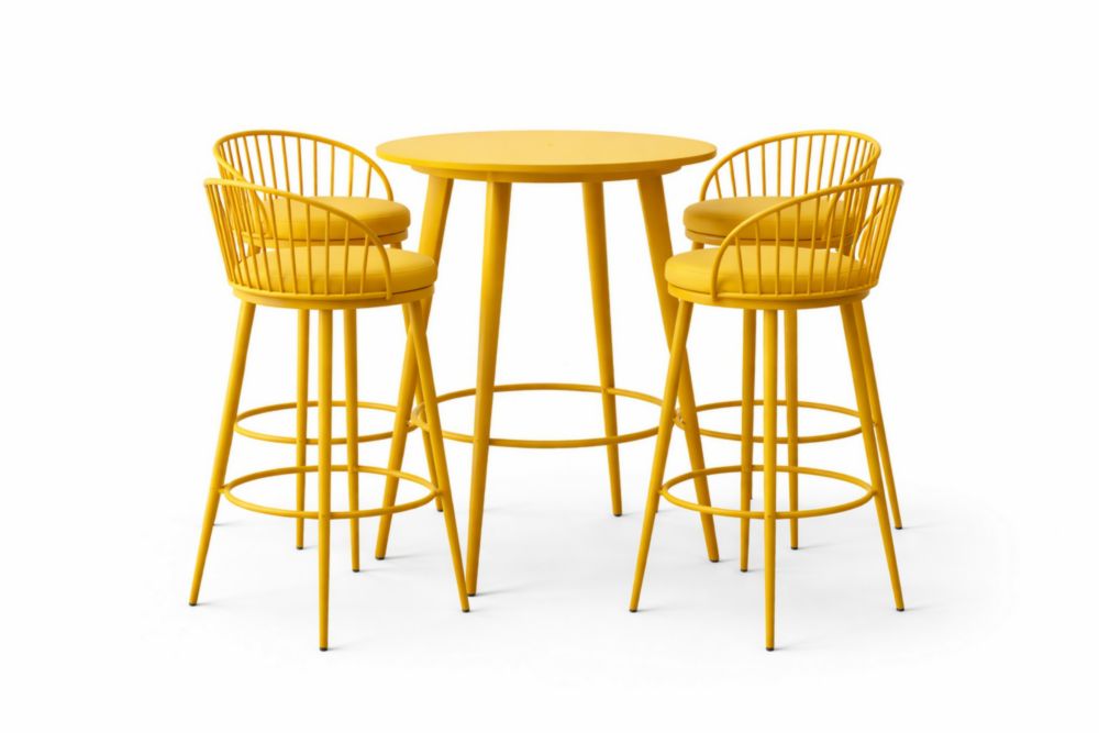 Ensemble de Table Haute et Chaises Acier Jaune