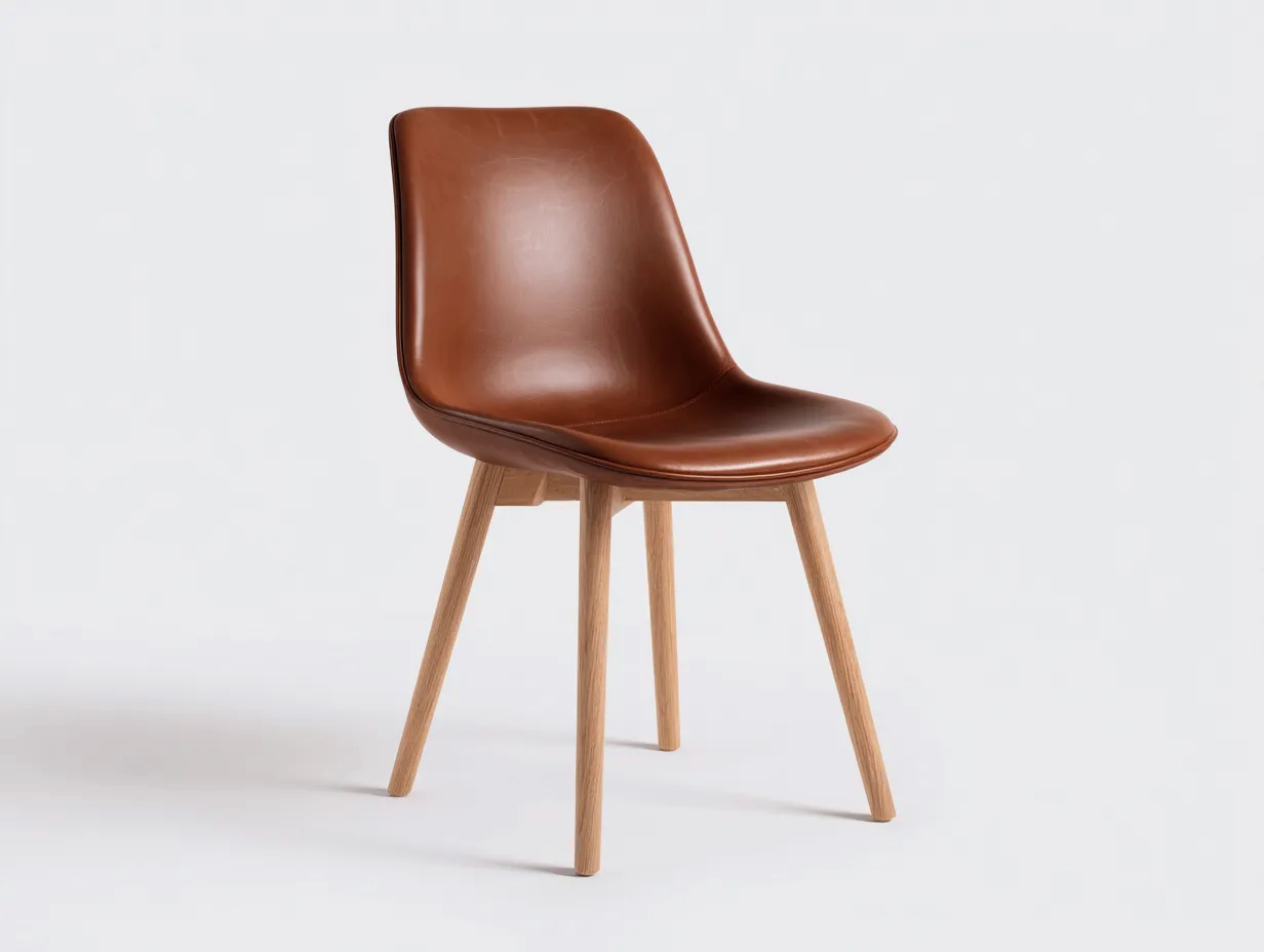 Chaise de salle à manger - Revêtement synthétique-Bois - 51x56x82 cm - Marron - Style moderne épuré-Nookupden