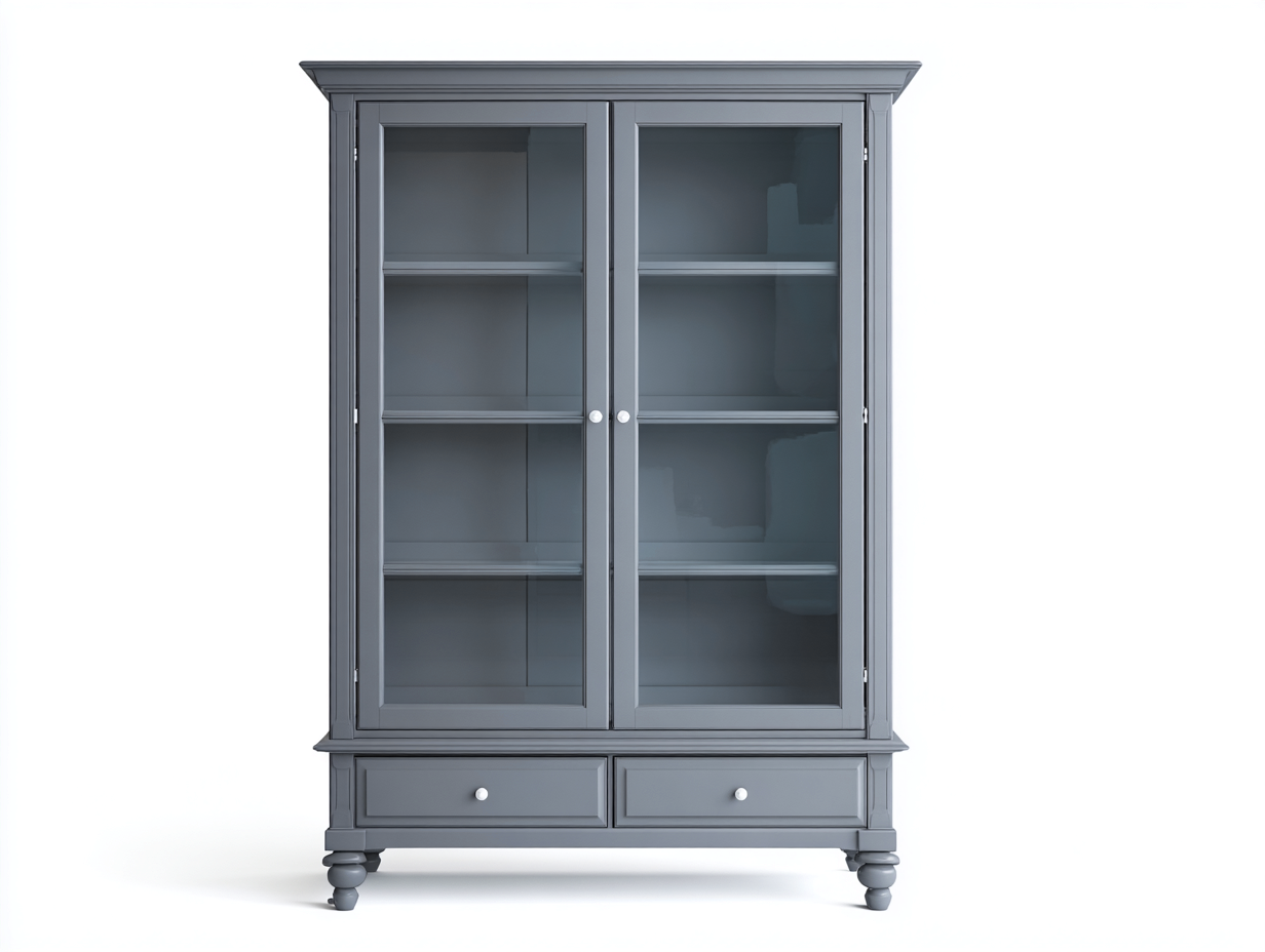 Vitrine en bois et verre pour salon 95x42x195 cm - gris - style classique-Nookupden