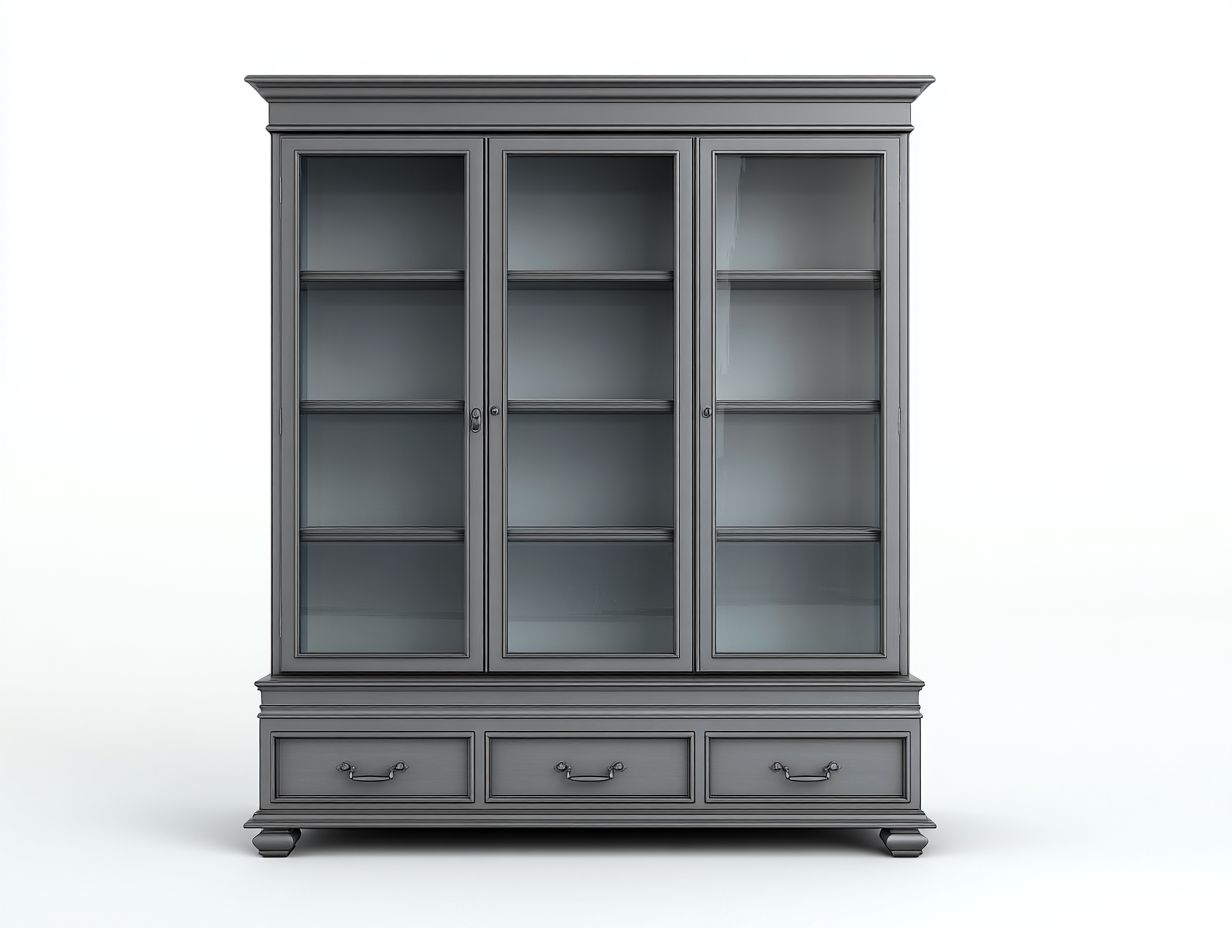 Vitrine en bois 150x45x200 cm - gris foncé - style classique pour salon-Nookupden