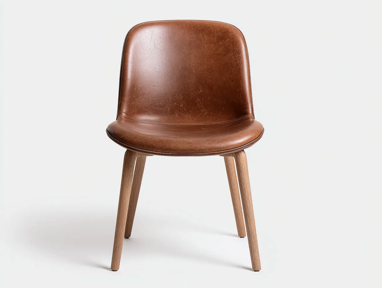 Chaise de salle à manger - Revêtement synthétique-Bois - 50x55x81 cm - Marron - Style moderne minimaliste-Nookupden