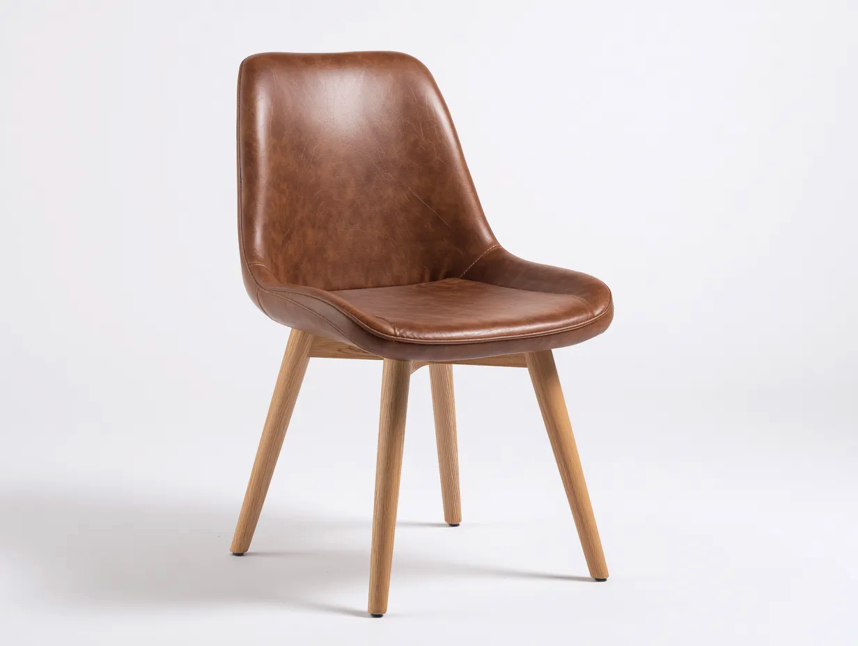 Chaise de salle à manger - Revêtement synthétique-Bois - 54x58x83 cm - Marron - Style moderne confortable-Nookupden