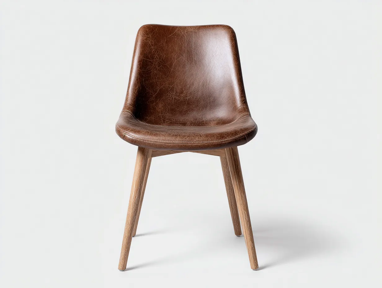 Chaise de salle à manger - Revêtement synthétique-Bois - 52x56x82 cm - Marron - Style moderne épuré-Nookupden