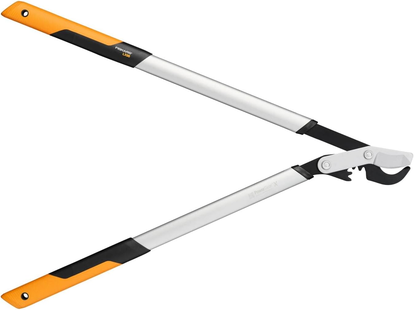 Fiskars PowerGear X Bypass Gear Scissors for Fresh Wood, Non-Stick Coated, Hardened Precision Steel, Length: 57 cm, Black/Orange, LX92-S, 1020186