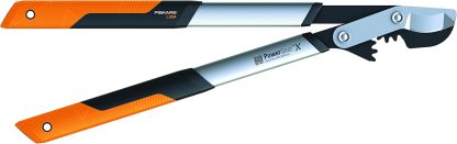 Fiskars PowerGear X Bypass Gear Scissors for Fresh Wood, Non-Stick Coated, Hardened Precision Steel, Length: 57 cm, Black/Orange, LX92-S, 1020186