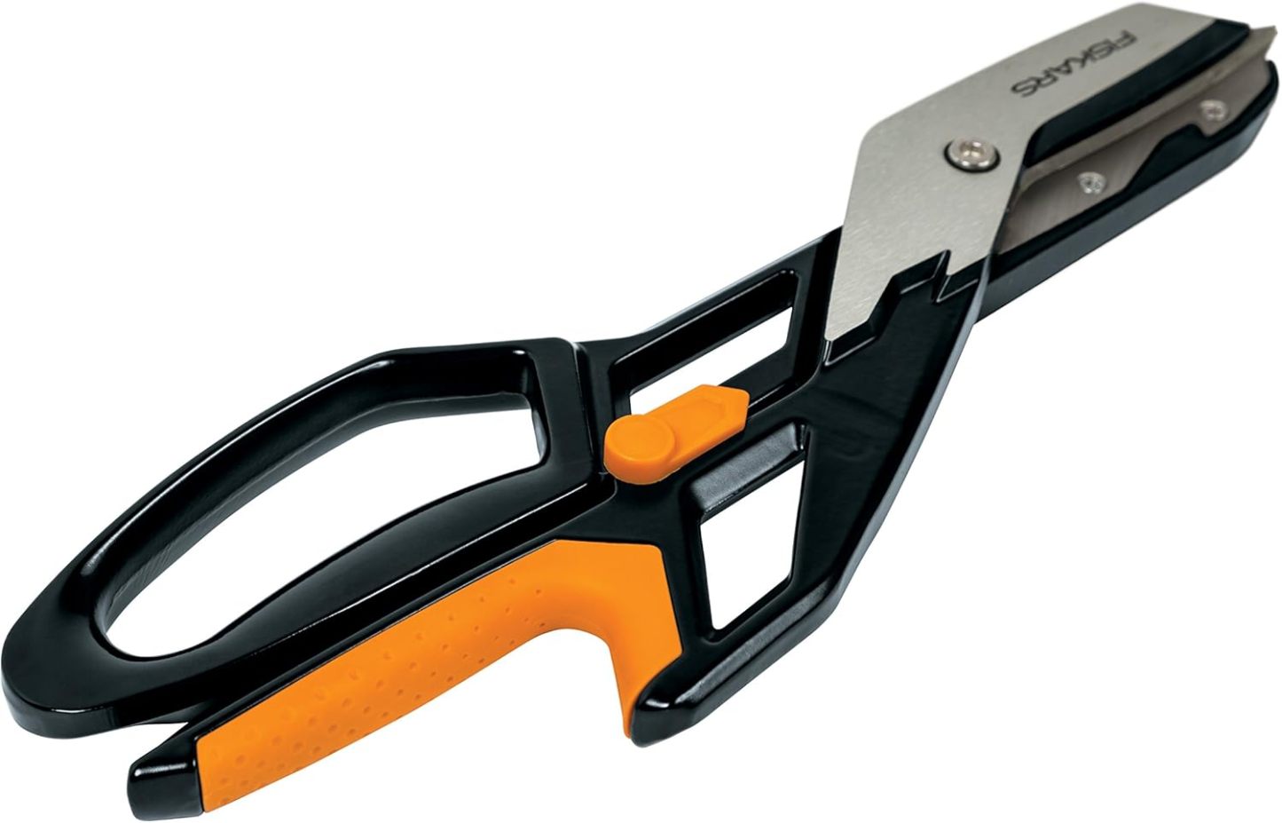 Fiskars PowerArc Easy Action Shears, Heavy Duty Scissors, Curved Stainless Steel Blades & SoftGrip Ergonomic Handle, 10”, Orange/Gray