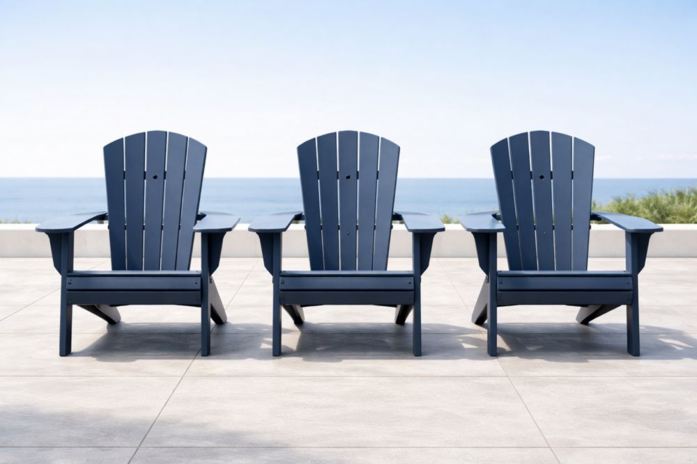 Ensemble de 3 Chaises Adirondack en Plastique Bleu